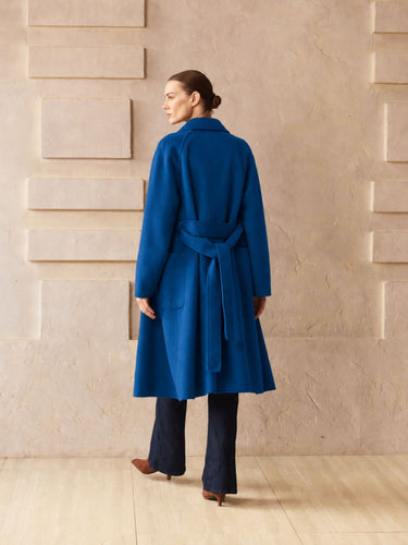 Classic Cashmere Wrap Coat in Royal Blue