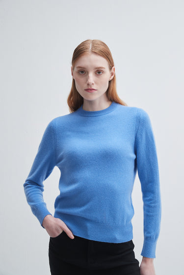 Classic Cashmere Crewneck Sweater in Azure Blue