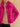 Close-up of the Glow Pink cashmere bomber jacket, showing the matching fur collar, gold-tone buttons, buttoned flap pocket and banded hem.