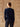Back view of the Midnight Navy Donegal cashmere crewneck sweater, showing its gently skimming silhouette and long sleeves.