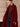 Closer front view of the Deep Burgundy cashmere wrap coat, showing the notched lapel collar, wide sleeve and open-front drape.