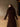 Back view of the Chocolate Brown long cashmere coat, showing the fur collar, tailored waist and gold-tone cuff buttons.