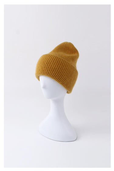 Angora Beanie in Mustard Yellow