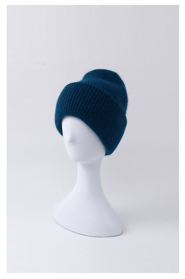 Angora Beanie in Peacock Blue