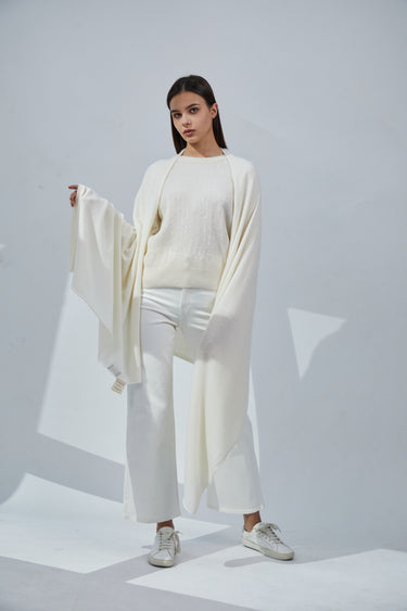 Pure Cashmere Travel Wrap - Ivory