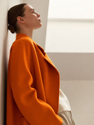Classic Cashmere Wrap Coat in Burnt Pumpkin