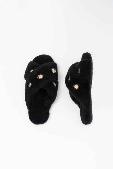 Sheepskin Slipper with Rhinestone