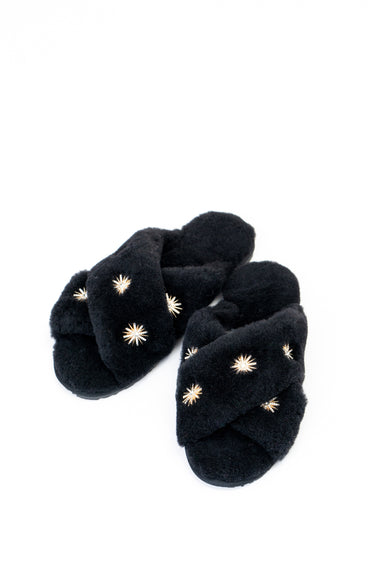 Sheepskin Slipper with Rhinestone