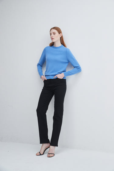 Classic Cashmere Crewneck Sweater in Azure Blue