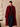 Front view of the Deep Burgundy Classic Cashmere Wrap Coat, worn open to show its notched lapels, generous sleeves and straight silhouette.