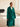 Front view of the Emerald Green cashmere wrap coat, showing the notched lapels, self-tie belt and generous sleeves.