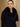 Closer front view of the Midnight Navy short-sleeve cashmere jacket, showing the full fur collar framing the neckline.