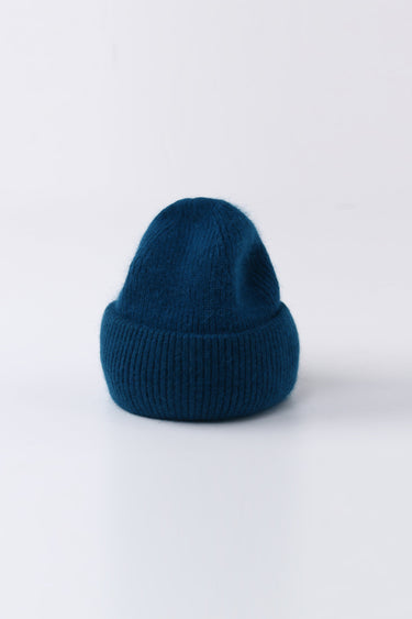 Angora Beanie in Peacock Blue